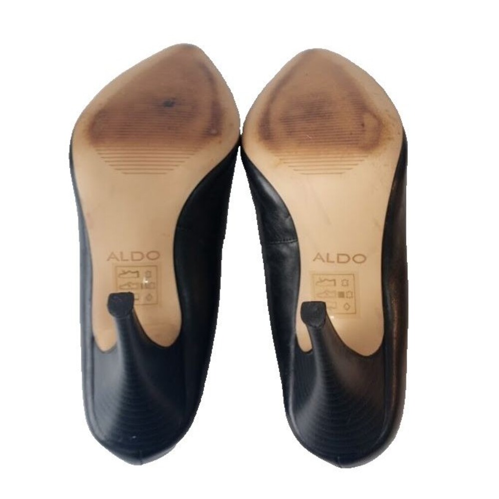 ALDO Women’s Black Leather Pointed Toe Stiletto Pumps Heels - Picture 14 of 16